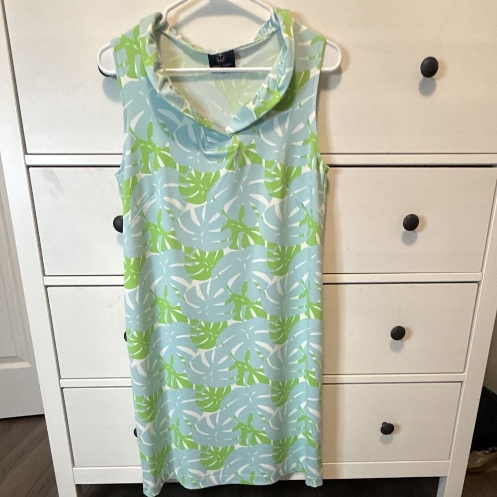 Sailor-Sailor Women's M Shift Knee Dress V-Neck Floral Jersey Poly/Spandex